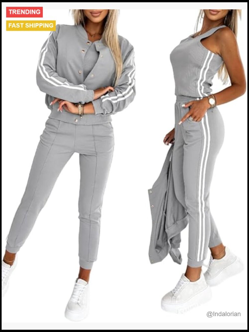 Three Piece Tracksuit Set with Bomber Jacket and Joggers